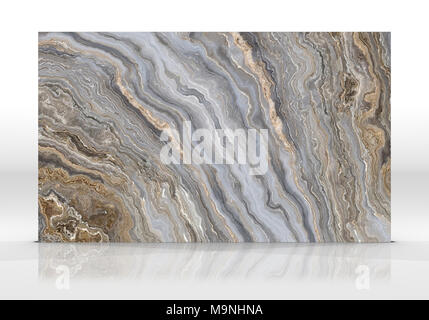 Carreaux de marbre onyx debout sur le fond blanc avec des reflets et ombres. La texture pour la conception. 2D illustration. Beauté naturelle Banque D'Images