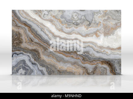 Carreaux de marbre onyx debout sur le fond blanc avec des reflets et ombres. La texture pour la conception. 2D illustration. Beauté naturelle Banque D'Images