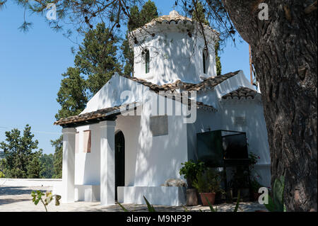 Chapelle byzantine de Pantokrator, Pontikonisi (île de la souris), îles Ioniennes, Grèce, Europe Banque D'Images