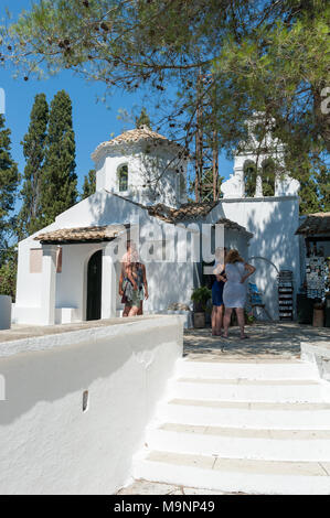 Chapelle byzantine de Pantokrator, Pontikonisi (île de la souris), îles Ioniennes, Grèce, Europe Banque D'Images