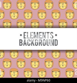 Arrière-plan de conception Elemets lions design coloré mignon , vector illustration Illustration de Vecteur