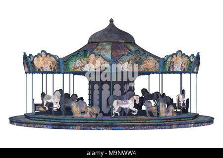 Carrousel Vintage set isolated on white, 3D render Banque D'Images