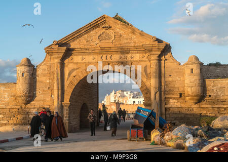 Harbour gate porte de la Marine, Essaouira, Maroc Banque D'Images