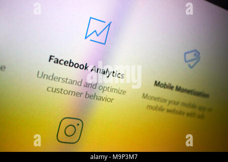 Développeur Facebook analytics capture d'écran de l'interface utilisateur Banque D'Images