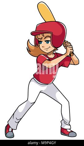 Pâte Baseball Girl Illustration de Vecteur