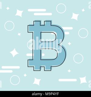 Concept Bitcoin. Logo Cryptocurrency soupir. L'argent numérique. Chaîne de bloc, symbole des finances. Style plat vector illustration Illustration de Vecteur