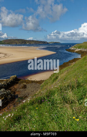 Dune de sable et la plage de la rivière Naver, Bettyhill, Sutherland, Highlands, Ecosse, Grande-Bretagne Banque D'Images