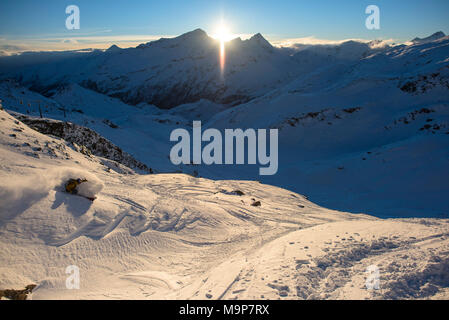 Paysage d'hiver avec des montagnes, Monterosa Ski, Gressoney, Aoste, Italie Banque D'Images