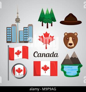 Canada carte drapeau monument Illustration de Vecteur