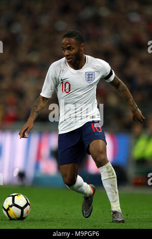 Londres, Royaume-Uni. 27 mars, 2018. Raheem Sterling (E) à l'Angleterre v Italie International Friendly match de football, au stade de Wembley, Londres, le 27 mars 2018. **Cette photo est pour un usage éditorial uniquement** Crédit : Paul Marriott/Alamy Live News Banque D'Images