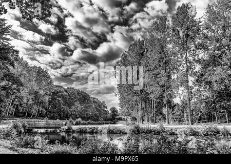 St-Fraimbault's Pond dans l'Orne campagne sur une journée d'été, Normandie France Banque D'Images