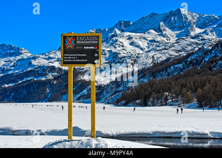 Informations inscription pour l'événement sportif annuel Marathon de ski de l'Engadine, Maloja, Engadine, Grisons, Suisse Banque D'Images