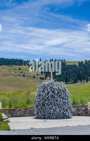 Empilées pile de cornes à l'elk cast National Bison Range dans le Montana, USA Banque D'Images