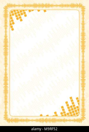Trame de scénario et de frontière avec les niveaux de volume jaune pour diplôme, certificat Illustration de Vecteur