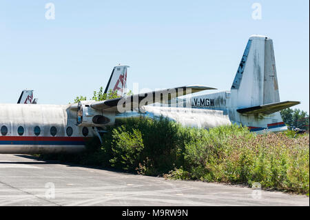 La nature prise en charge des avions Fairchild abandonnés de CATA Linea Aerea à l'aéroport de Moron à Buenos Aires Banque D'Images