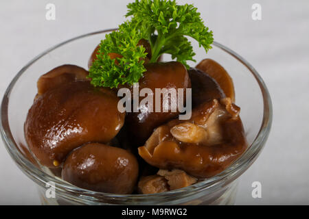 Champignons marinés du persil servi de saison Banque D'Images