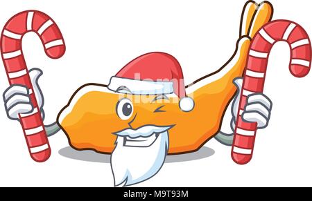 Santa avec tempura candy mascot cartoon style Illustration de Vecteur