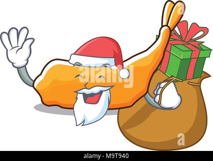 Santa avec tempura cadeaux mascot cartoon style Illustration de Vecteur