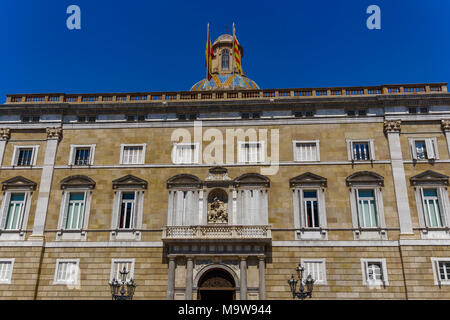 Barcelone, Espagne Palau de la Generalitat de Catalunya. Façade de palais historiques du gouvernement catalan, les bureaux du siège de la présidence de la Generalitat Banque D'Images