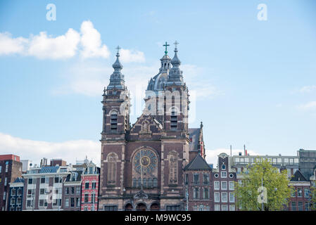 Basilique de Saint Nicolas - Sint Nicolaaskerk, Amsterdam, Pays-Bas. C'est la ville principale de l'église catholique. L'église a été construite en 1884-1887 Arch Banque D'Images