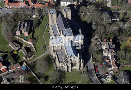 Vue aérienne de la cathédrale de Ripon, Yorkshire du Nord Banque D'Images