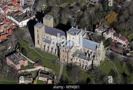 Vue aérienne de la cathédrale de Ripon, Yorkshire du Nord Banque D'Images