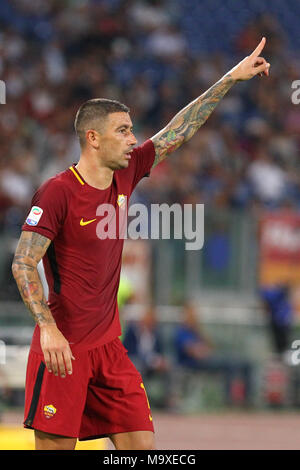 ROME, ITALIE - AOÛT 26,2017 : Kolarov au cours de match de football Serie A 2017-2018 Ligue entre l'AS Roma vs Inter au Stade olympique le 20 août 2017 à Rome. Banque D'Images