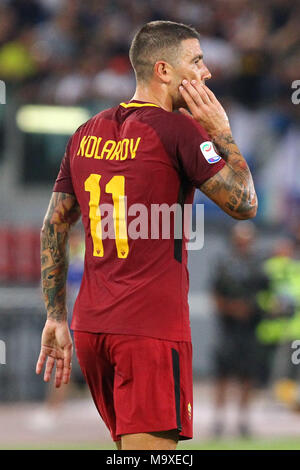 ROME, ITALIE - AOÛT 26,2017 : Kolarov au cours de match de football Serie A 2017-2018 Ligue entre l'AS Roma vs Inter au Stade olympique le 20 août 2017 à Rome. Banque D'Images