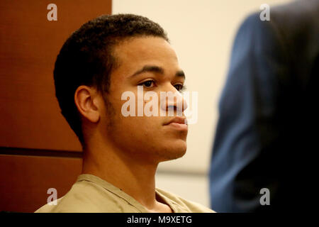 Fort Lauderdale, FL, USA. Mar 29, 2018. Zachary Cruz, 18 ans, frère de l'adolescent qui a tué 17 personnes à Marjory Stoneman Douglas le mois dernier, apparaît dans-0779 cour pour une audience de cautionnement. Cruz fera passer gratuitement dans le cadre d'un plaidoyer accord conclu dans son cas d'intrusion. Il n'a pas de concours : Crédit Sun-Sentinel/ZUMA/Alamy Fil Live News Banque D'Images