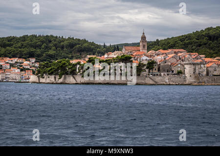 Ville historique de Korcula en Méditerranée du Sud, Croatie Banque D'Images