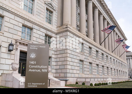 WASHINGTON, DC - Mars 14, 2018 : Construction du département du Commerce à Washington, DC Banque D'Images