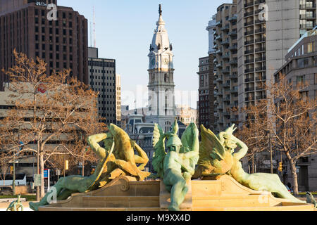 PHILADELPHIA, PA - 10 mars 2018 : Hôtel de ville historique de construire au centre-ville de Philadelphie, Pennsylvanie Banque D'Images