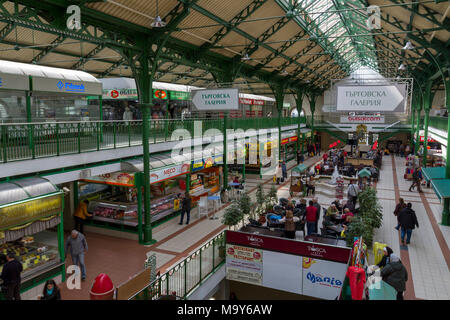 Vue générale à l'intérieur du Marché Central Hall à Sofia, Bulgarie. Banque D'Images