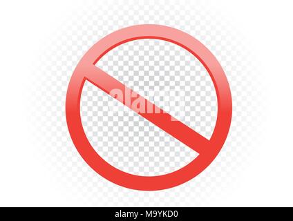 Symbole interdit rouge sur blanc modèle fond transparent.. Interdiction vide maquette signe. Illustration de Vecteur