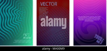 Couvre la conception. Les gradients de demi-teintes colorées. Les motifs géométriques. Illustration de Vecteur