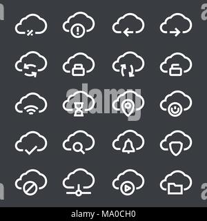 Cloud computing icons set linéaire. Stockage de données en ligne d'icônes. Fine ligne illustration. Dessins vectoriels contour isolé Illustration de Vecteur