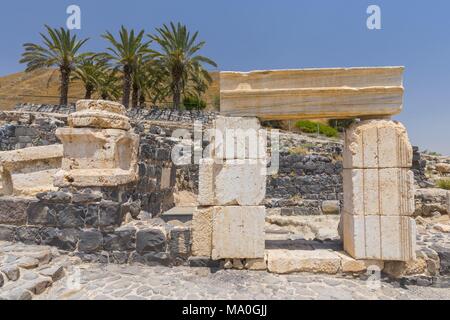 Ruines de la ville byzantine Scythopolis, tel le parc national de Beit Shean, Israël. Banque D'Images
