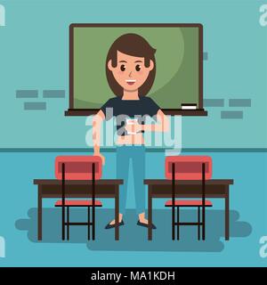 Jeune femme en classe Illustration de Vecteur