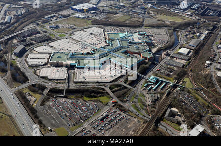 Vue aérienne du centre commercial de Meadowhall, Sheffield Banque D'Images