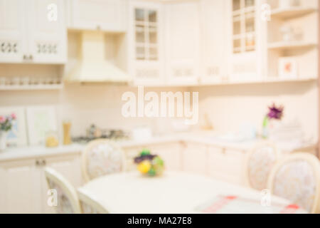 Résumé fond flou. Pastel moderne cuisine intérieur pour l'arrière plan. Banque D'Images