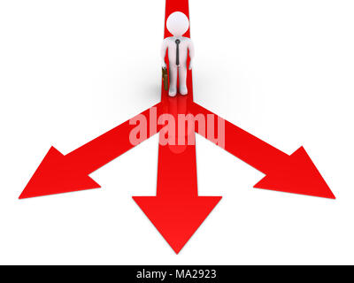 Portrait 3d chemin a trois choix Banque D'Images