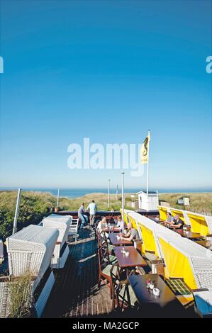 La qualité supérieure des aliments sur la plage : le restaurant Romantik Seehotel Eichenhain Samoa à Rantum, Sylt Banque D'Images