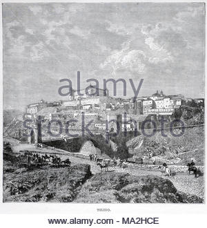 Toledo Espagne, circa 1850 gravure ancienne Banque D'Images