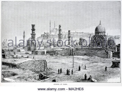 Citadelle du Caire, gravure ancienne de 1850 environ Banque D'Images