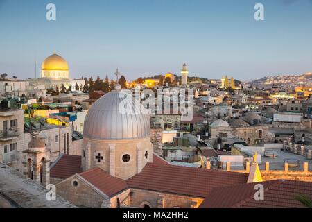Vue sur Jérusalem à partir de l'Hospice Autrichien, Israël Banque D'Images
