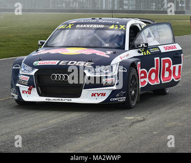 Silverstone, le Northamptonshire, Angleterre, le 26 mars 2018, Mattias Ekstrom, Andreas Bakkerud, Audi S1, RX EKS permet à certains de la poussière au Championnat du Monde Banque D'Images