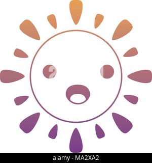 Kawaii surpris soleil icône sur fond blanc, design coloré. vector illustration Illustration de Vecteur