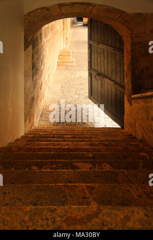Escalier en pierre dans la région de Columbus Alcazar, Santo Domingo Banque D'Images