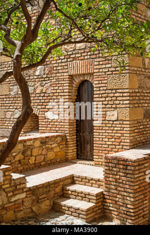 Bastion de l'Alcazaba de malaga andalousie espagne. Banque D'Images