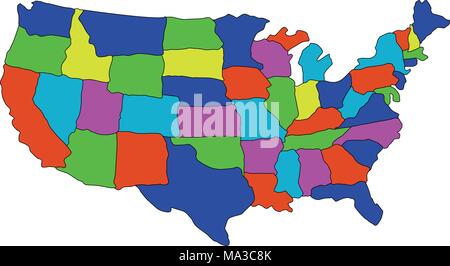 Site united states avec les régions Illustration de Vecteur